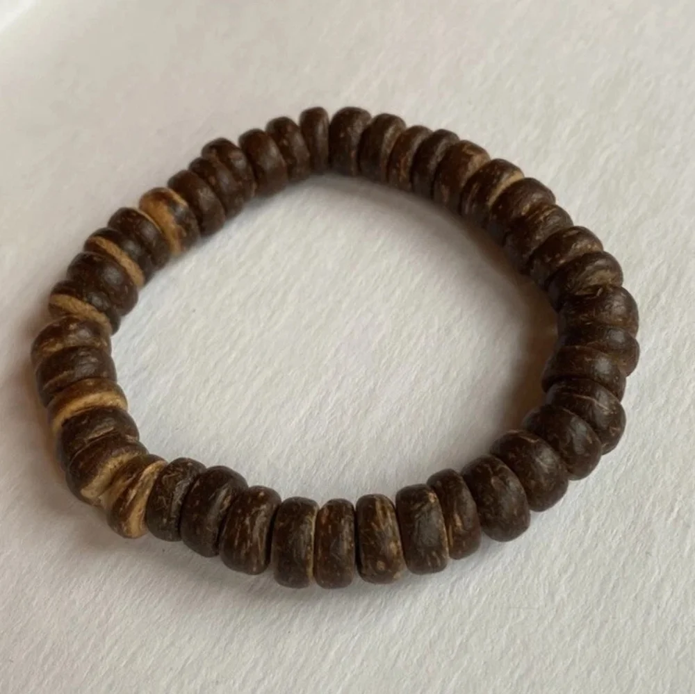 Vintage Coconut Brown Beaded Bracelet